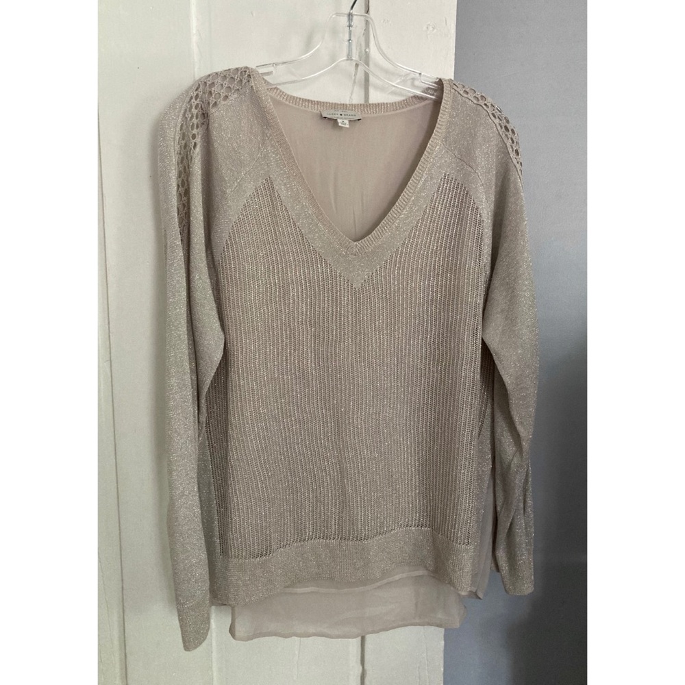✨HP✨ Lucky Brand silver layered V-neck sweater